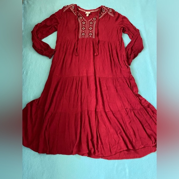 KNOX ROSE maxi embroidered tiered boho gauze 2 pockets 46” long NEW size 2X - Picture 2 of 9